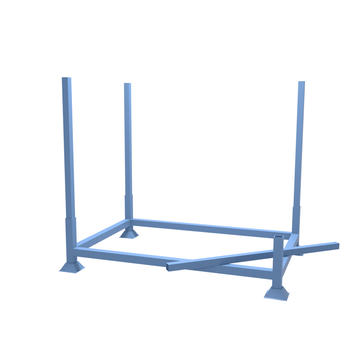 Drawing of our budget metal post pallet with detachable legs for ease of storage
